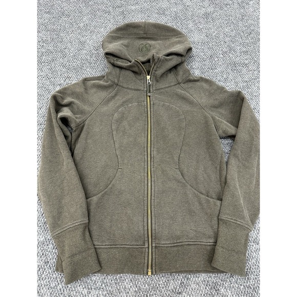 Lululemon Women's 10 Scuba Hoodie Light Cotton Fleece in Dark Olive Green - Picture 3 of 13